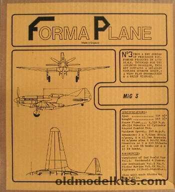 Formaplane 1/72 Mig-3 Soviet Fighter, 3 plastic model kit